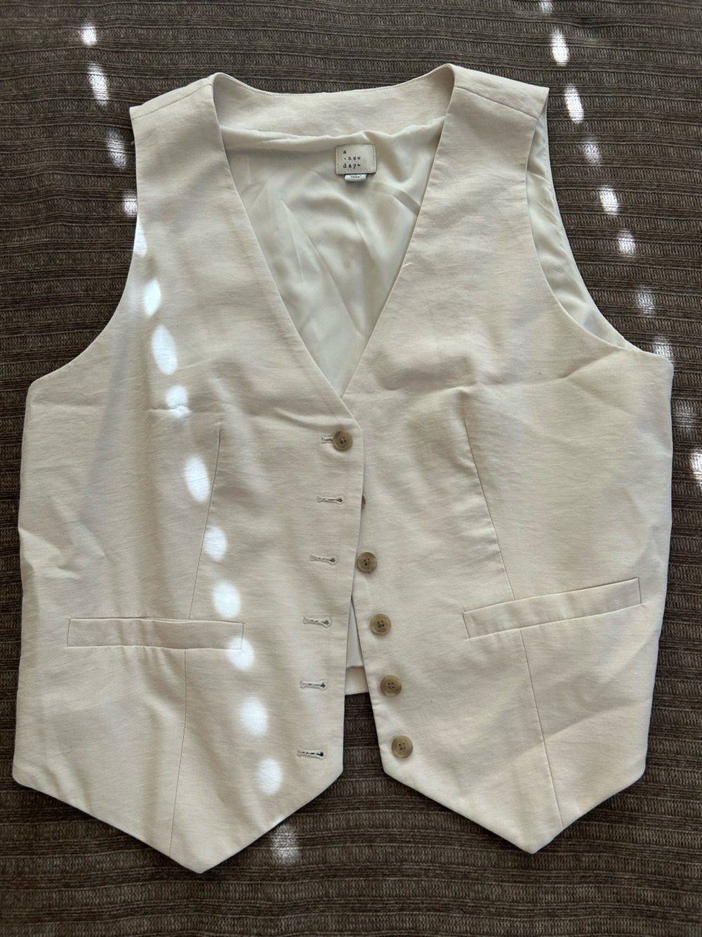 a new day Cream Tailored Women's Vest with Button Front